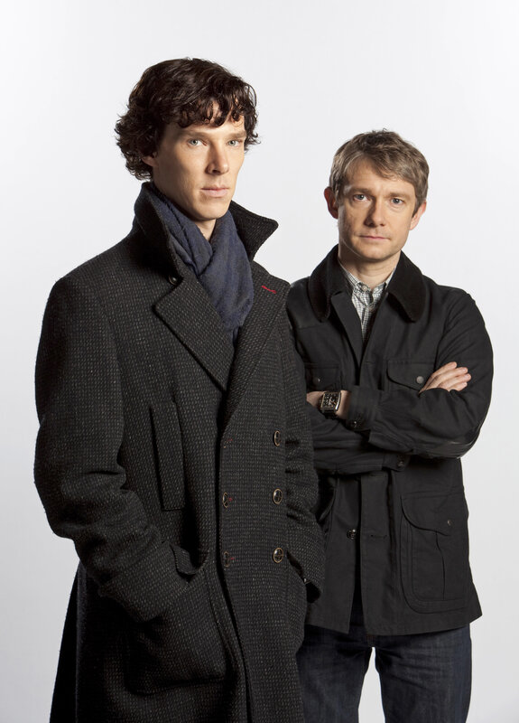 Sherlock and Watson standing together
