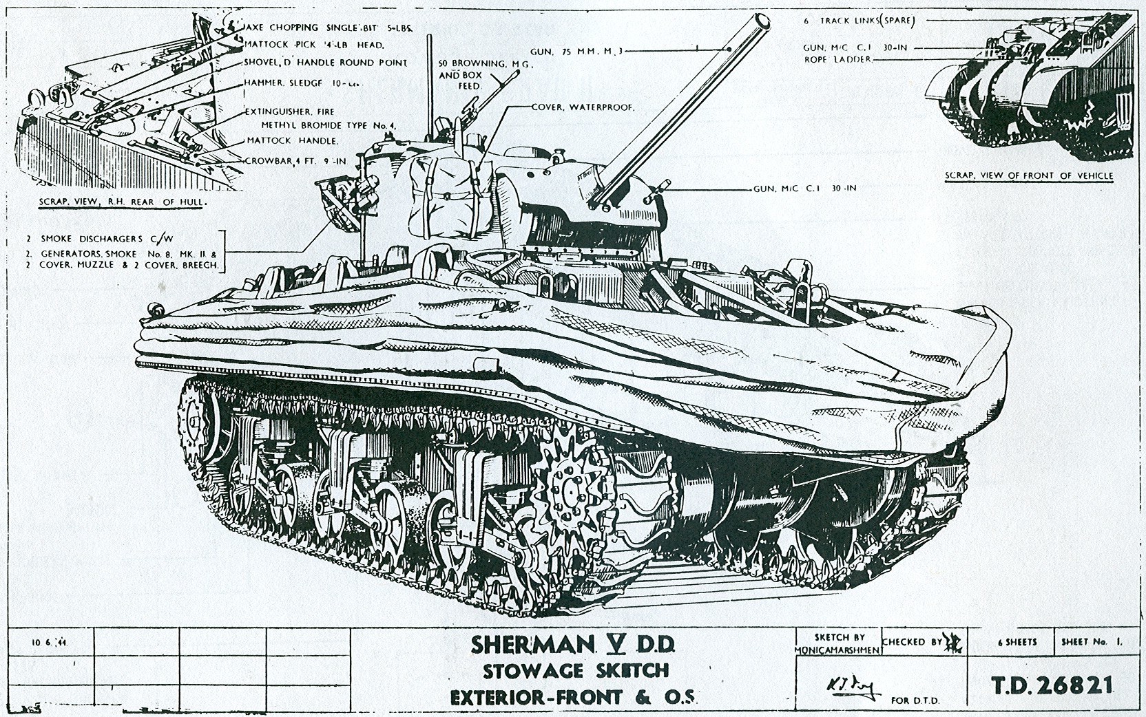 Sherman V DD tank sketch