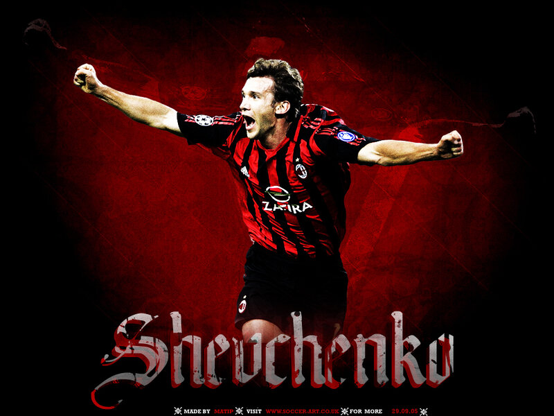 Shevchenko celebrating in AC Milan jersey