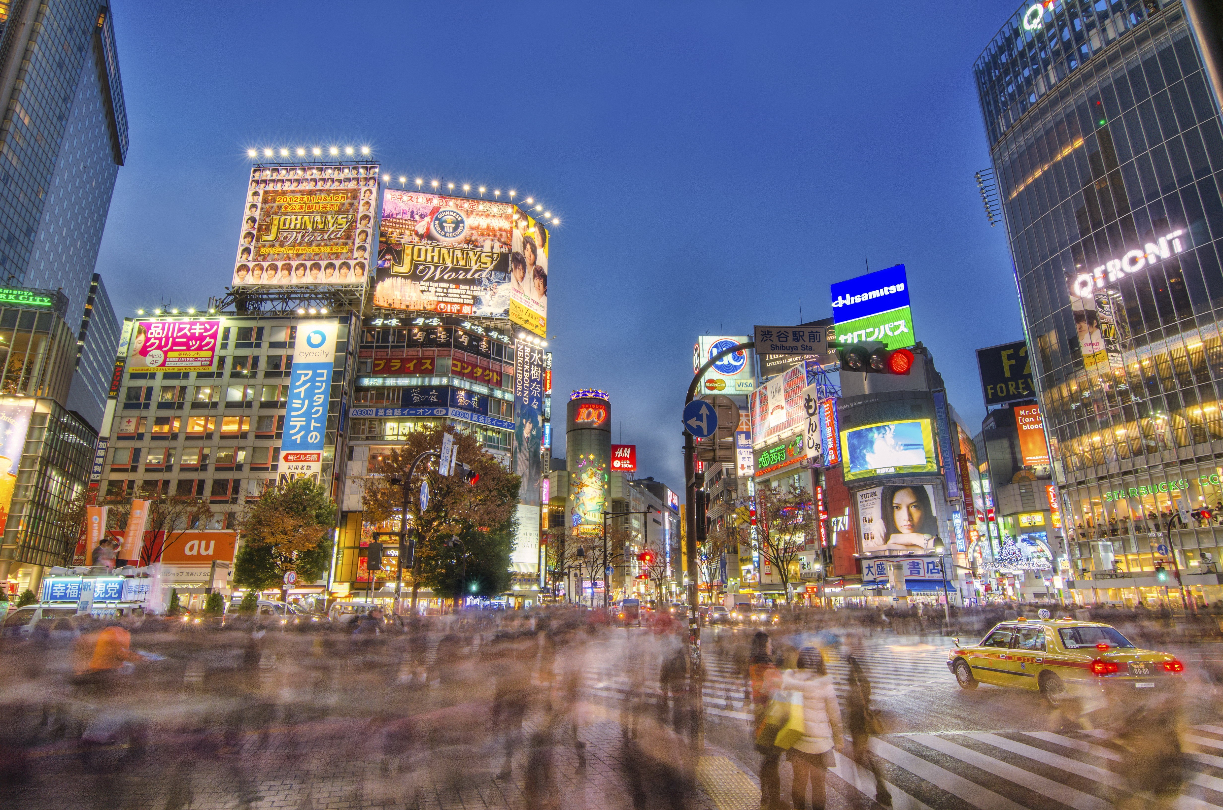Shibuya Crossing at dusk