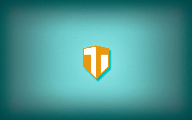 Shield Logo on Blue — Teal