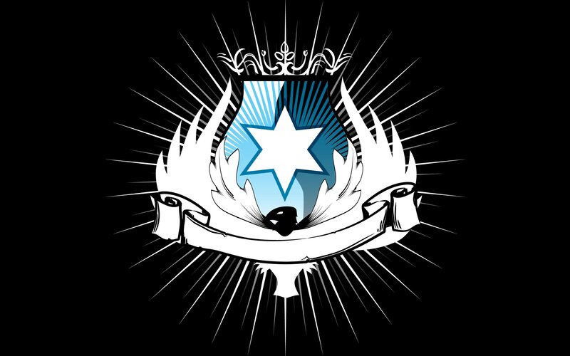 Shield with Star and Wings — Black