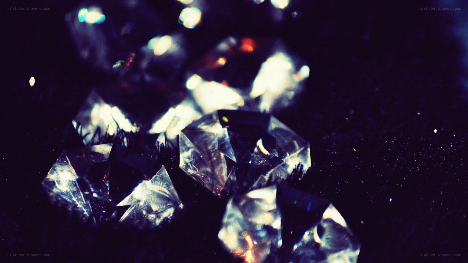 Shimmering crystals on dark background