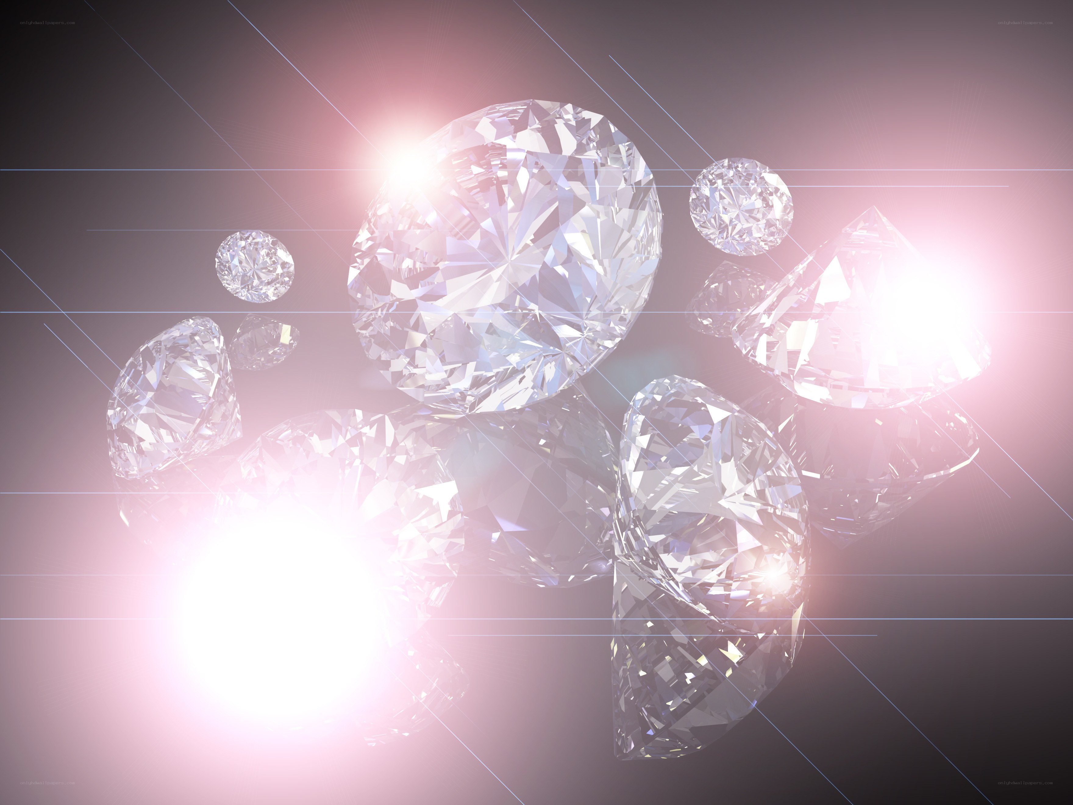 Shimmering diamonds in light