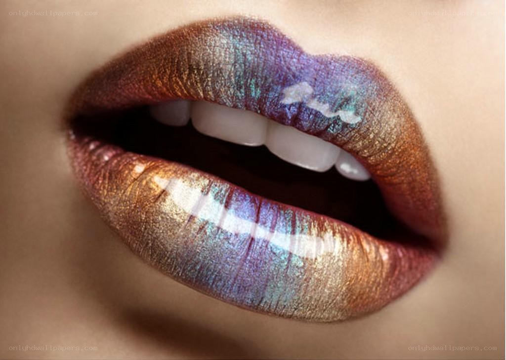 shimmering metallic lips