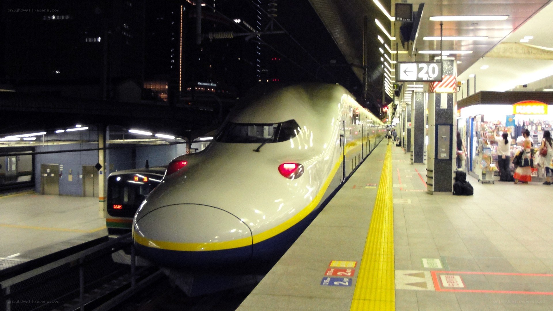 Shinkansen at night station