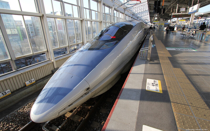 Shinkansen train at station