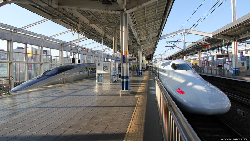 Shinkansen Trains at Station