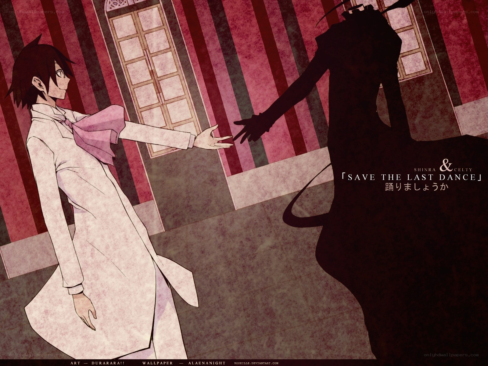 Shinra and Celty reaching out