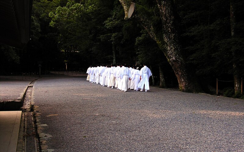 Shinto priests in procession