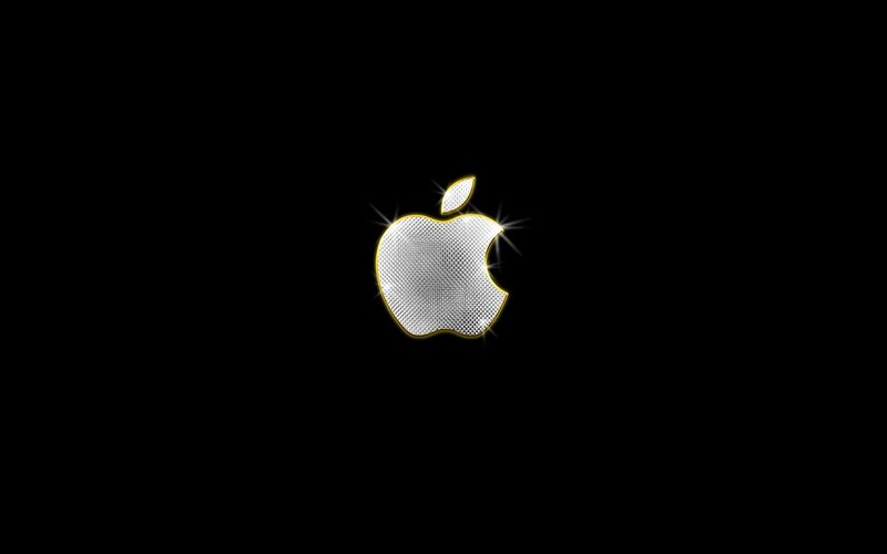 Shiny Apple logo on black