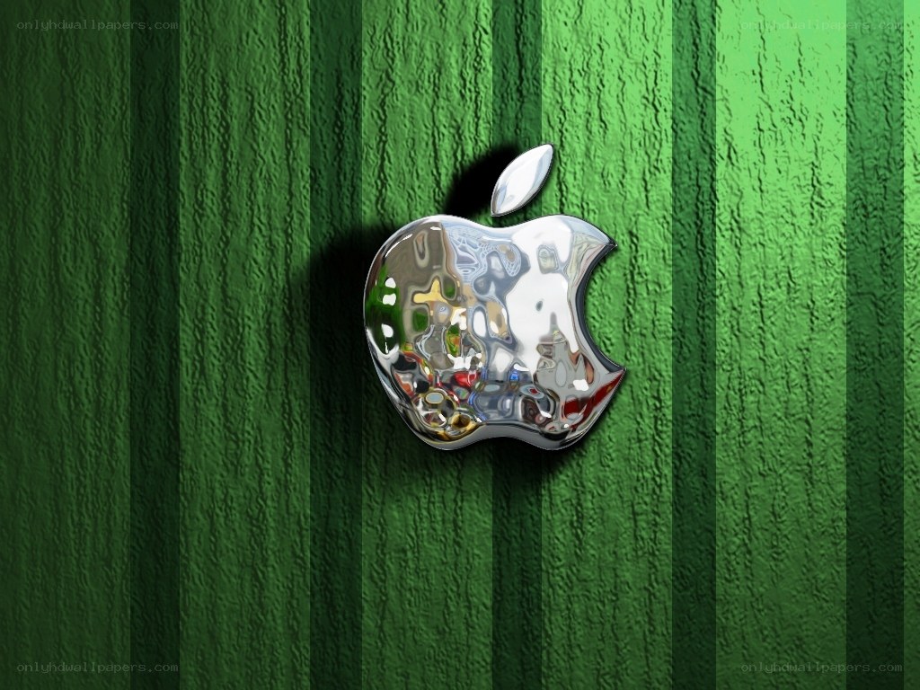 Shiny Apple logo on green stripes