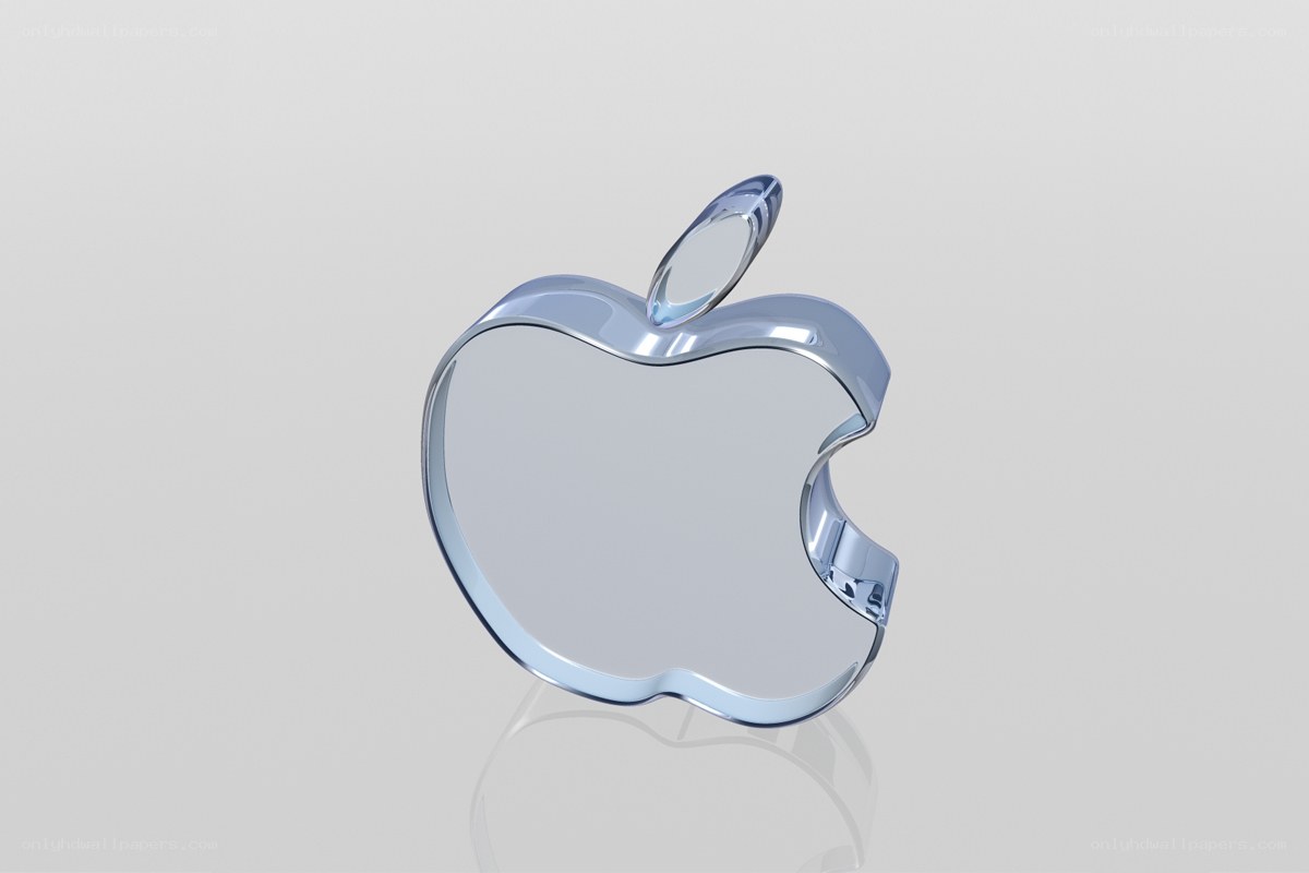 shiny apple logo sculpture
