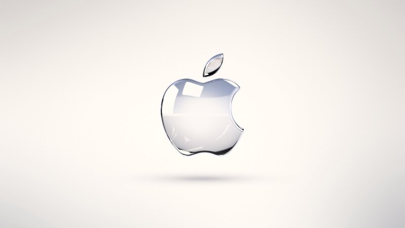 Shiny Apple Logo — White, Minimalist