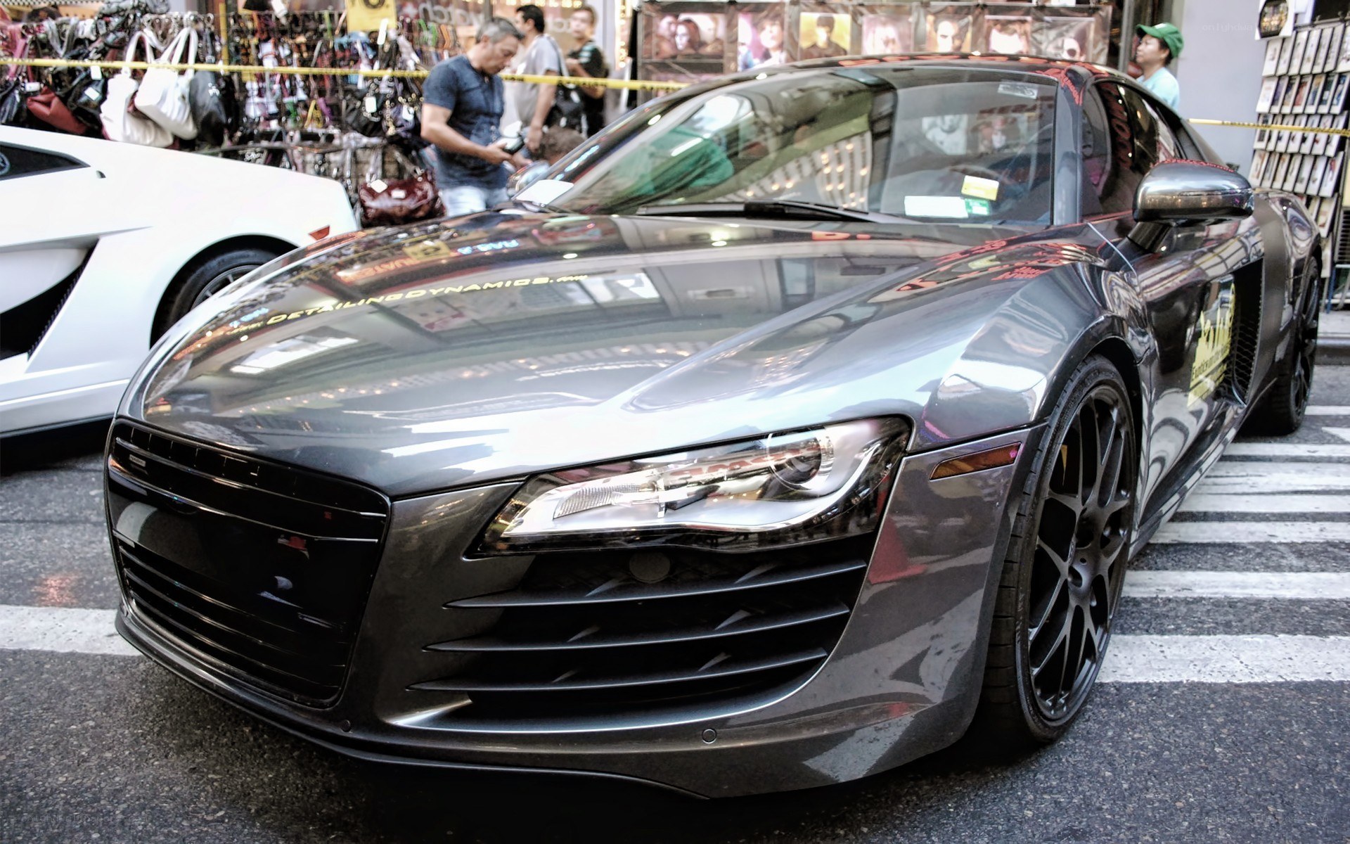 Shiny black Audi R8 on display
