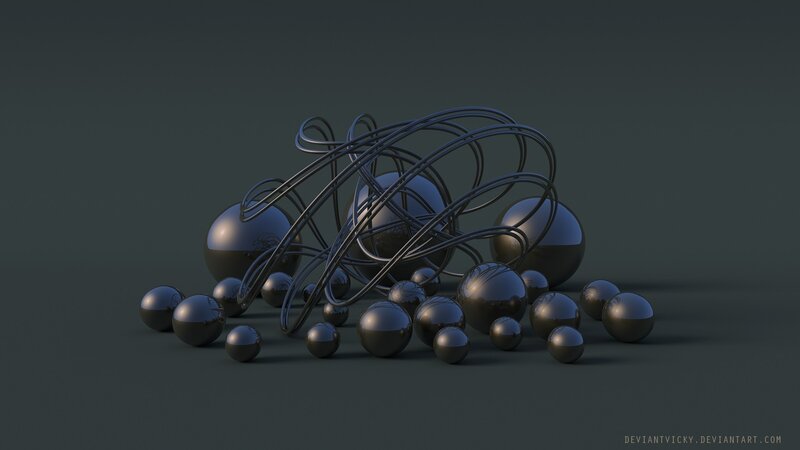 Shiny Black Spheres and Wires