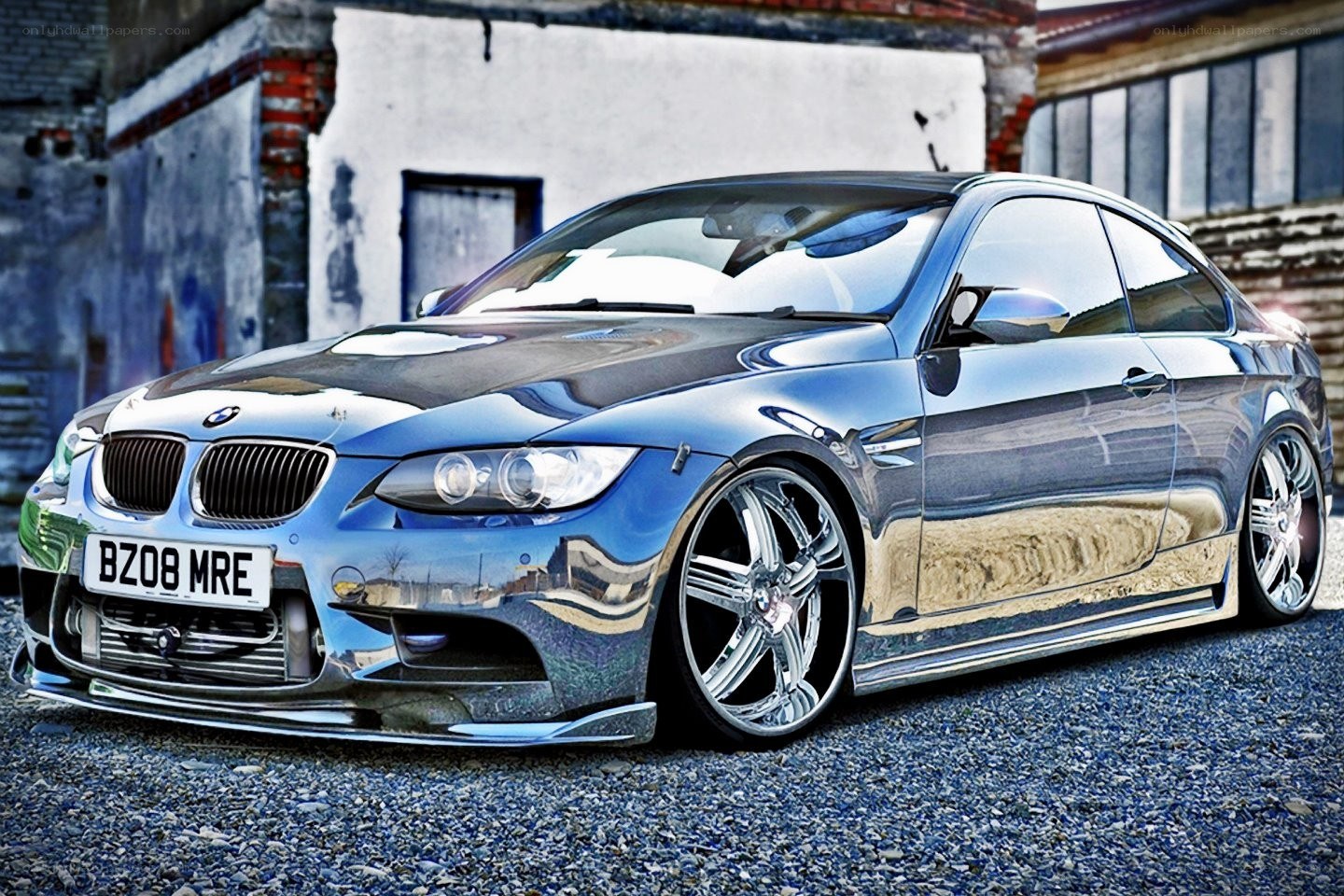 shiny blue bmw coupe