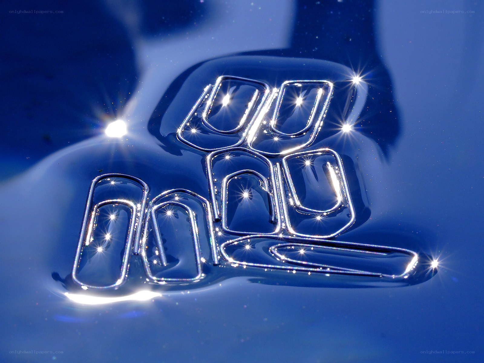 Shiny blue car emblem