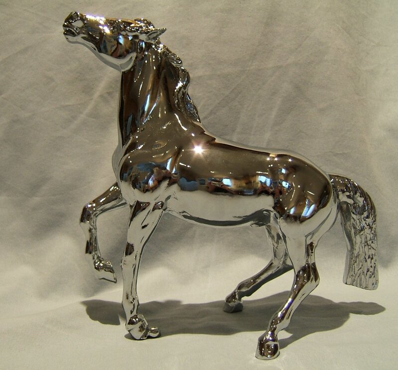 Shiny Chrome Horse Statue