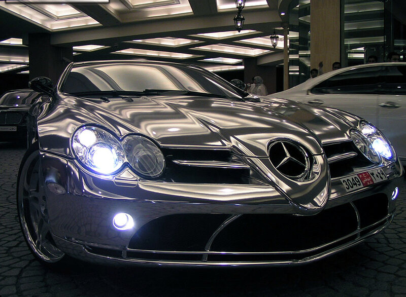 Shiny chrome Mercedes-Benz SLR