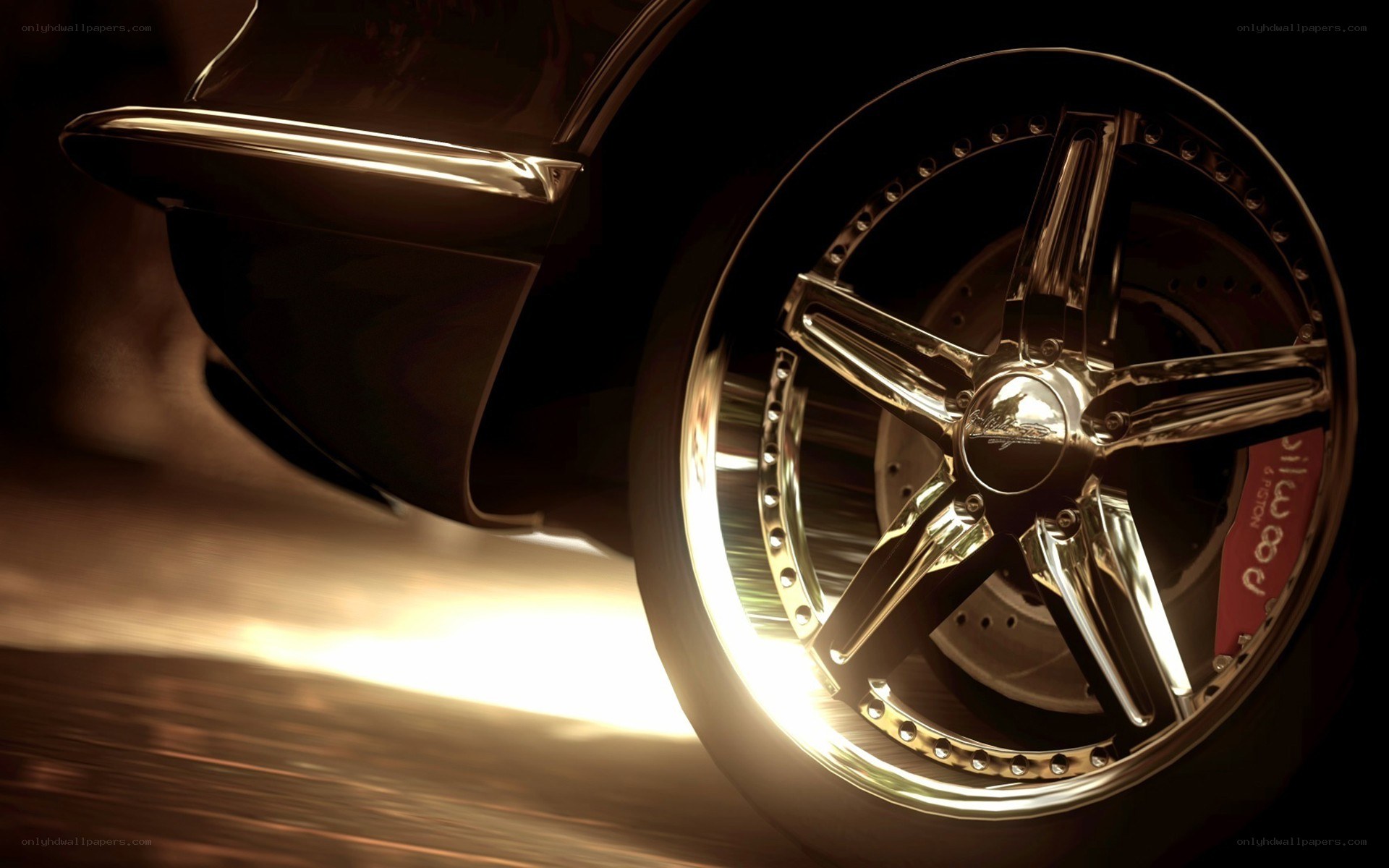shiny chrome wheel in motion