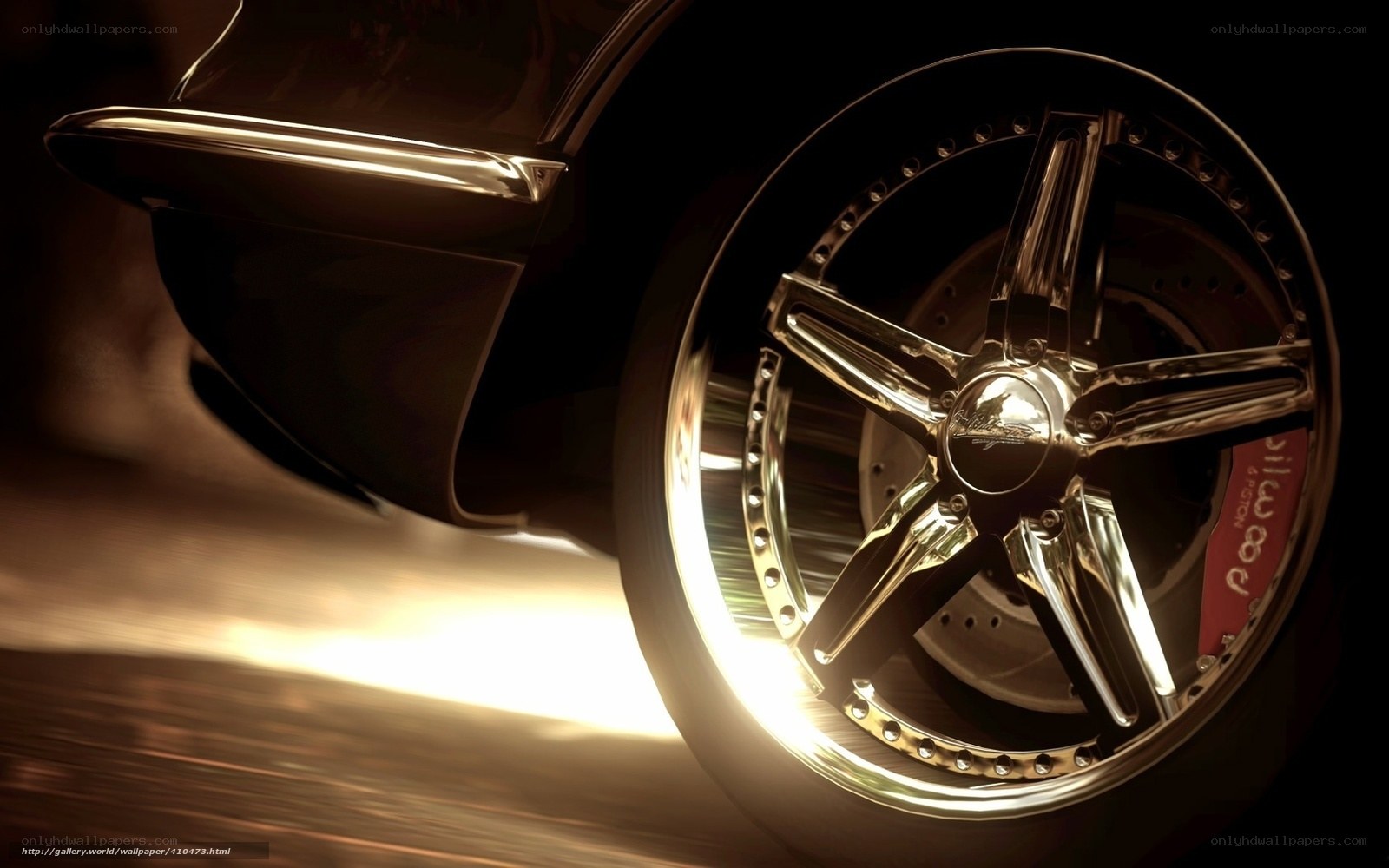 shiny chrome wheel in motion