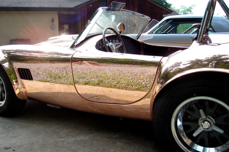 Shiny copper convertible sports car