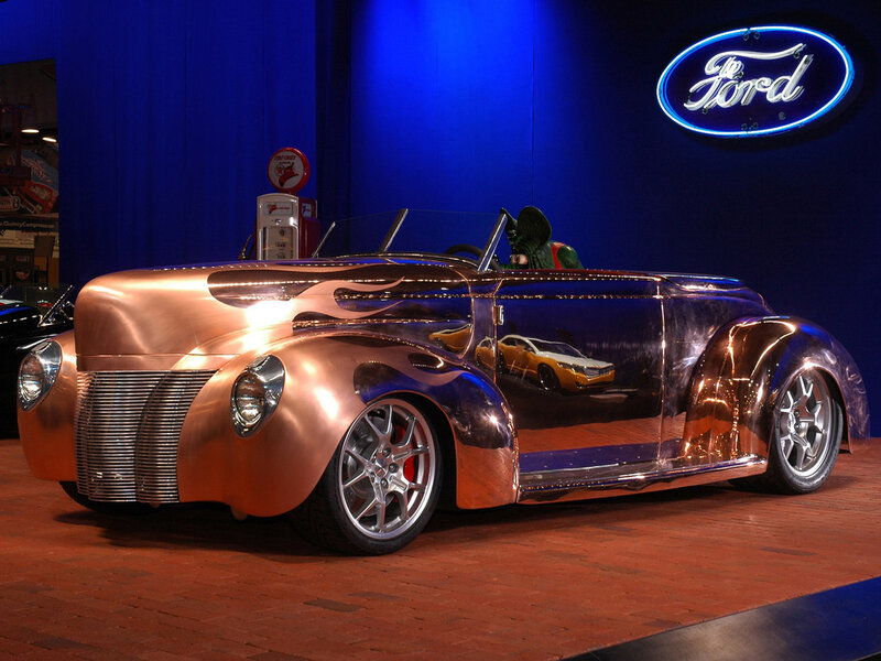Shiny copper custom car display