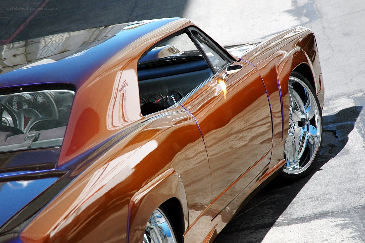 shiny custom car on street