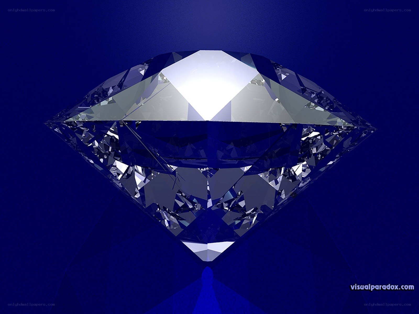 Shiny diamond on blue background