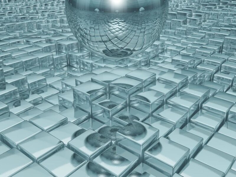 Shiny disco ball on cubes