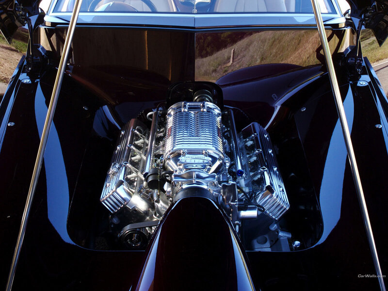 shiny engine in black car
