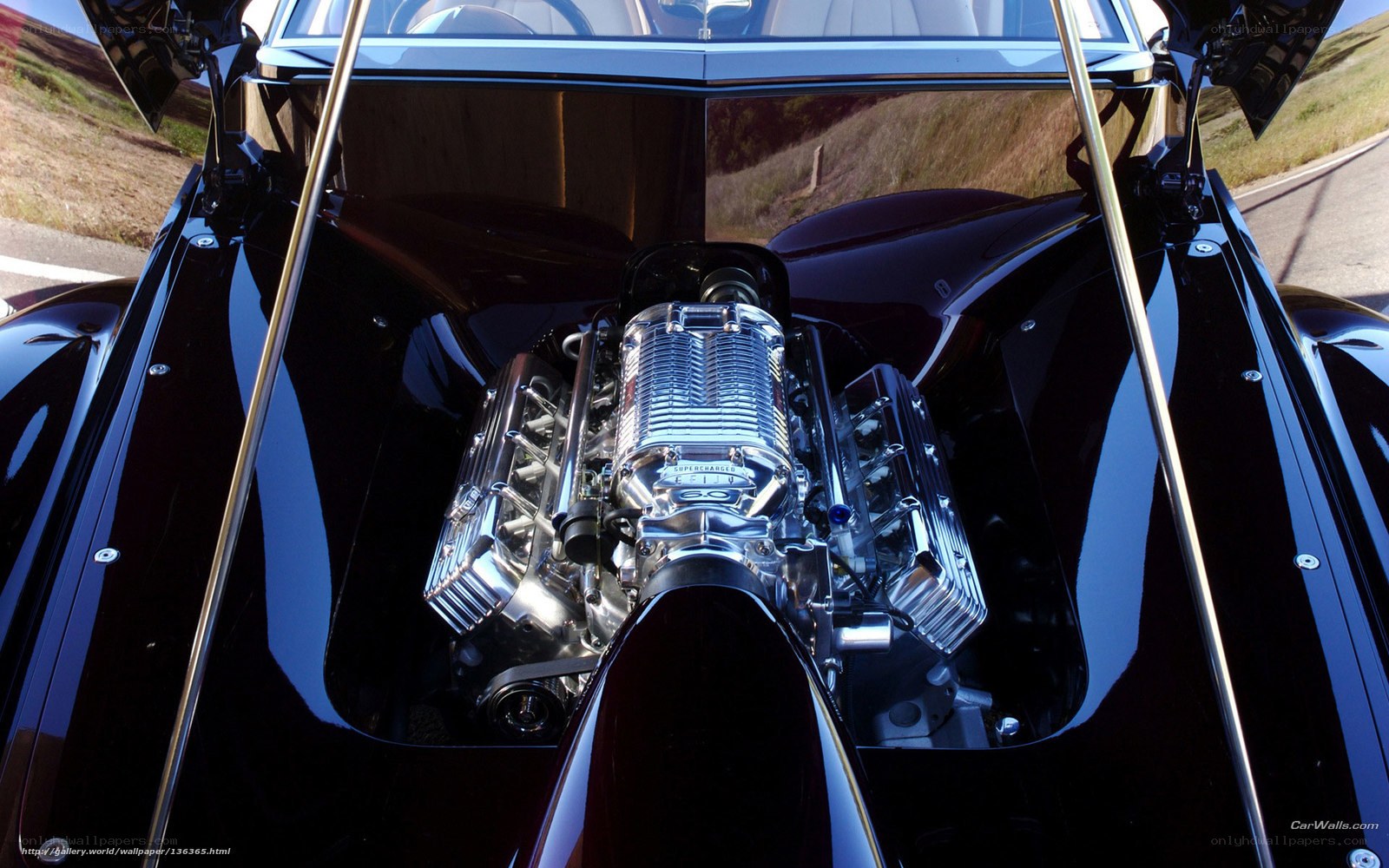 Shiny engine in black car