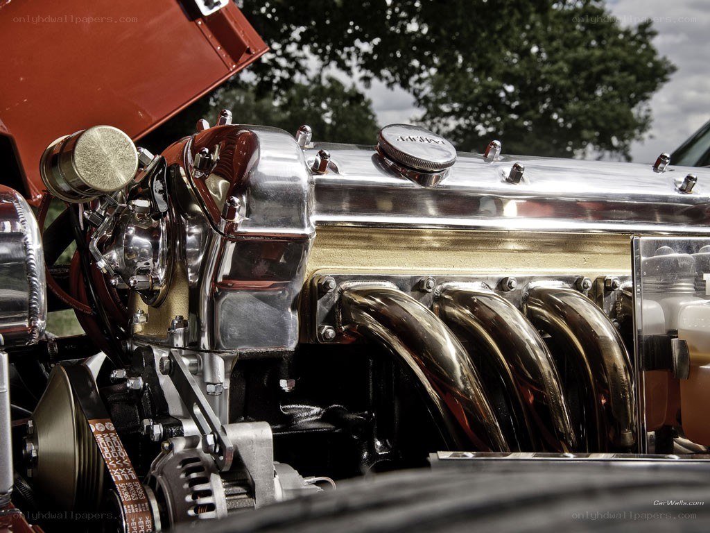 shiny engine of a classic car