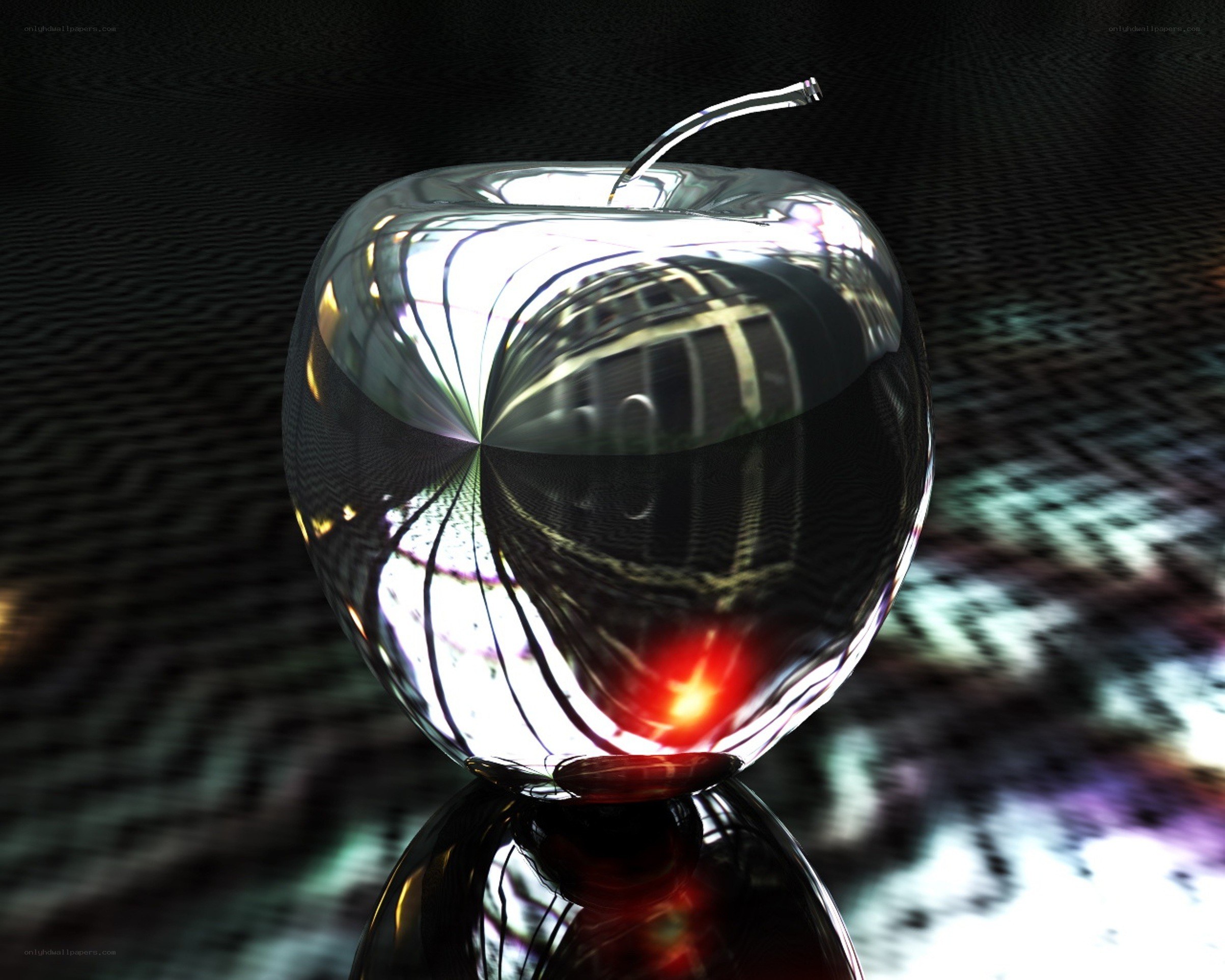 shiny glass apple sculpture
