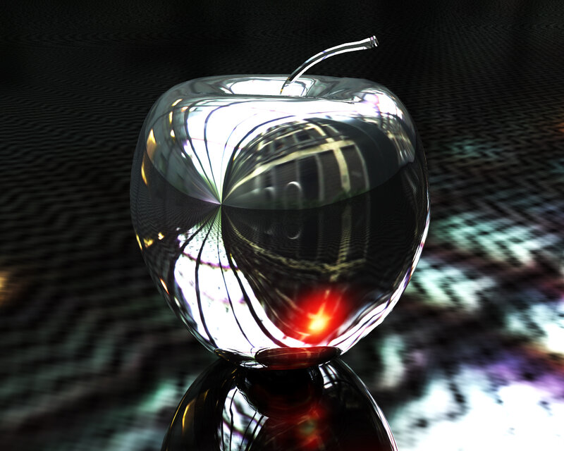 shiny glass apple sculpture