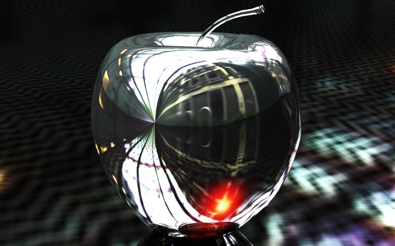 shiny glass apple sculpture