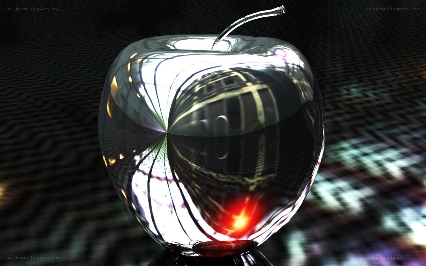 shiny glass apple sculpture