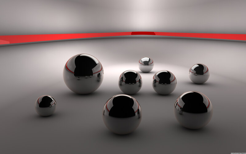 Shiny Metal Spheres — Gray, Minimalist