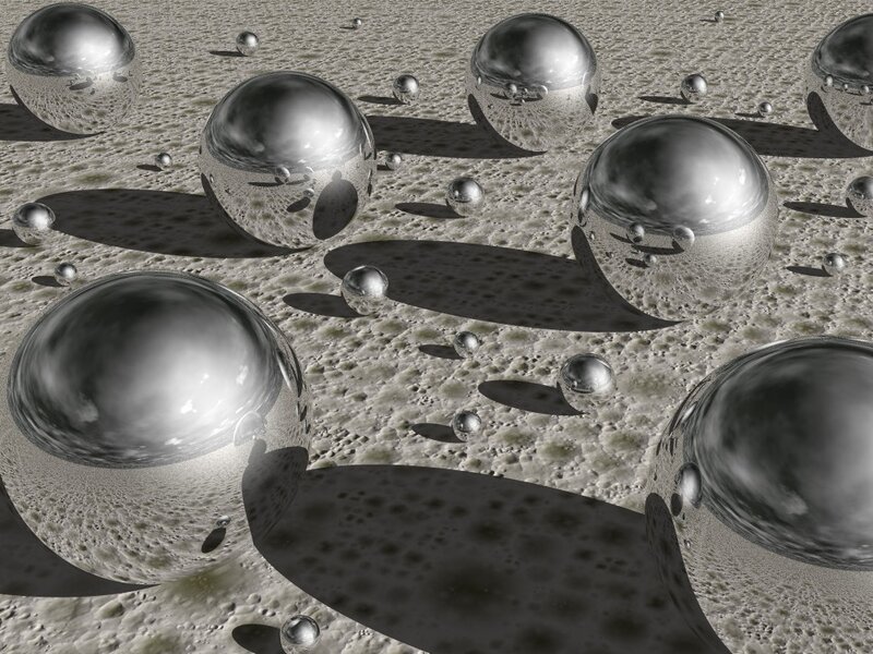 Shiny Metal Spheres — Gray