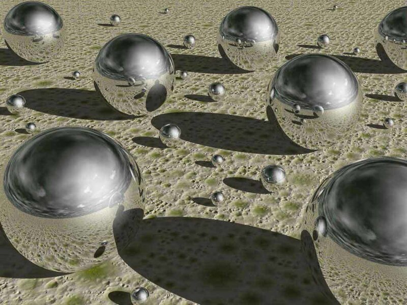 Shiny Metal Spheres — Silver, Abstract, 3d Render