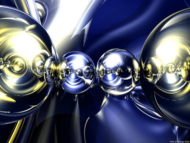 Shiny Metallic Spheres — Blue, Abstract, 3d Render