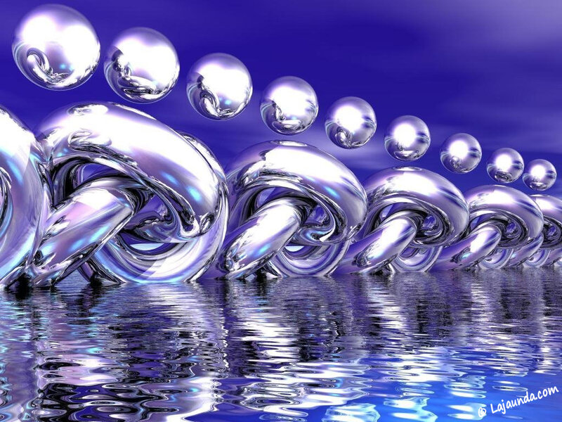 Shiny Metallic Spheres — Blue, Abstract
