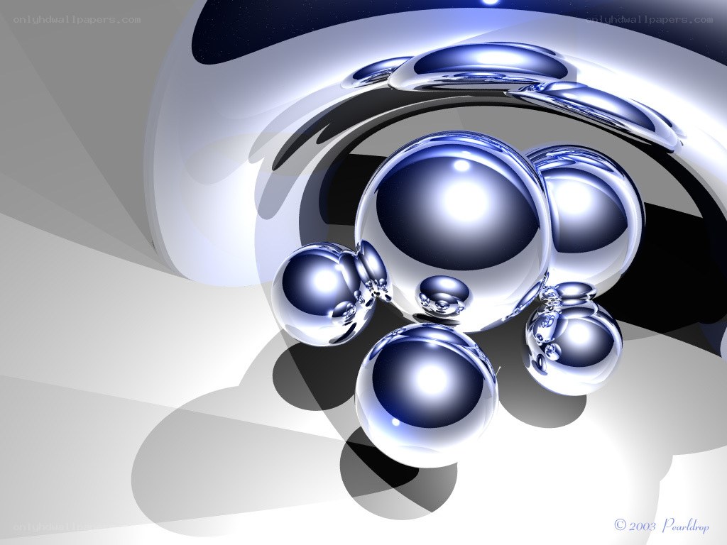 Shiny metallic spheres on reflective surface