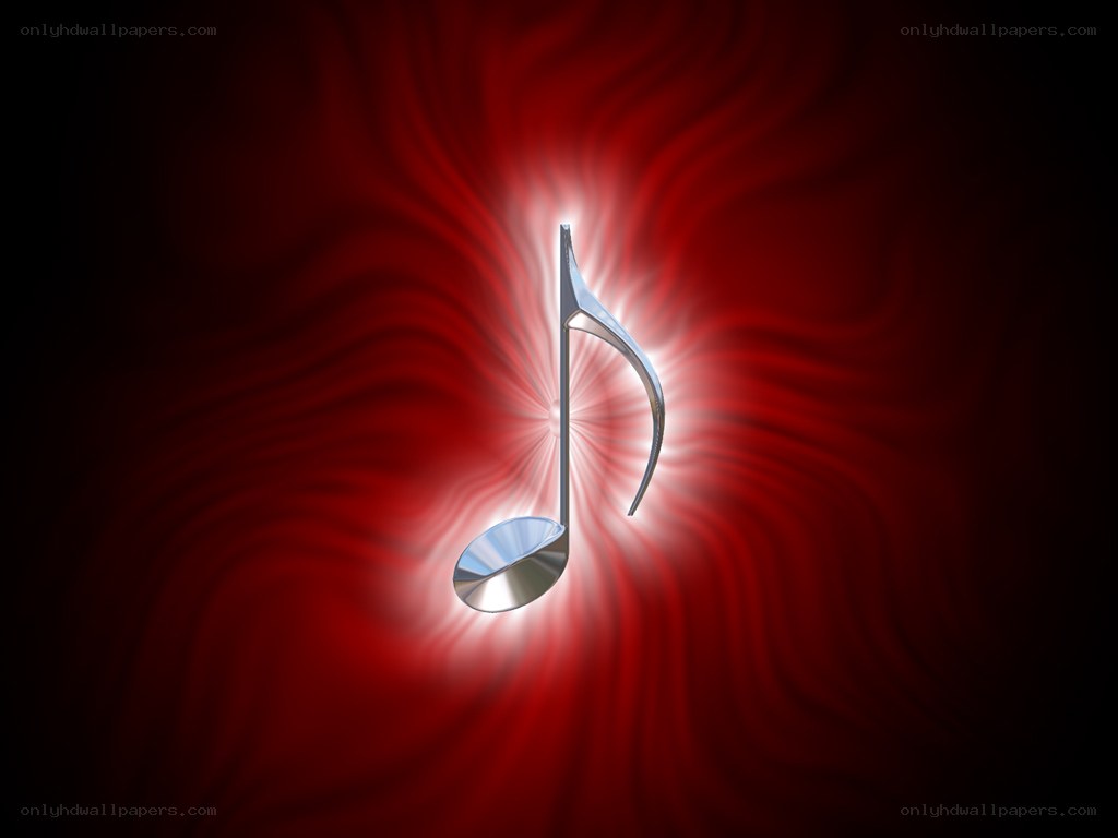 shiny music note on red background
