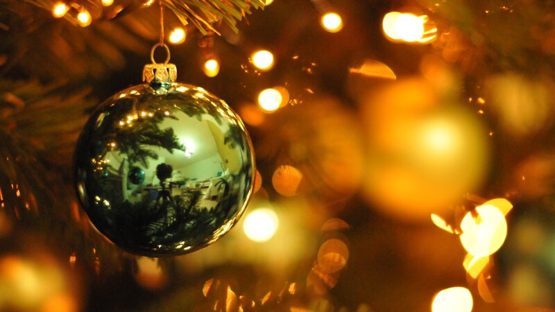Shiny Ornament on Tree — Gold