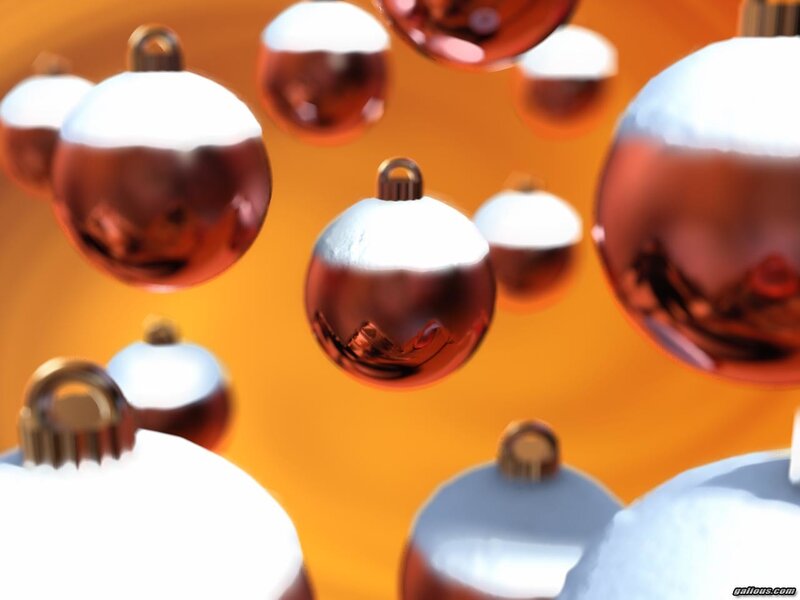shiny ornaments on orange
