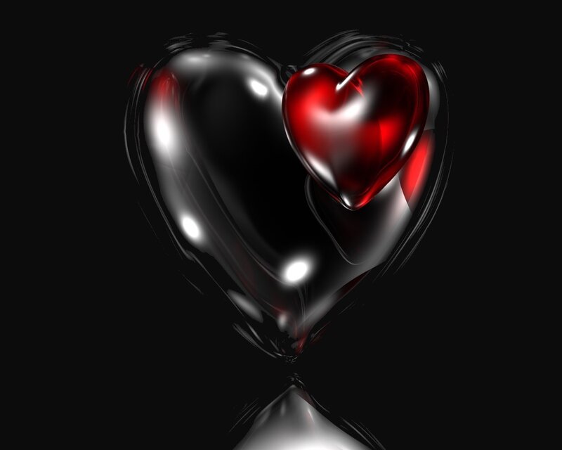 Shiny red and black heart
