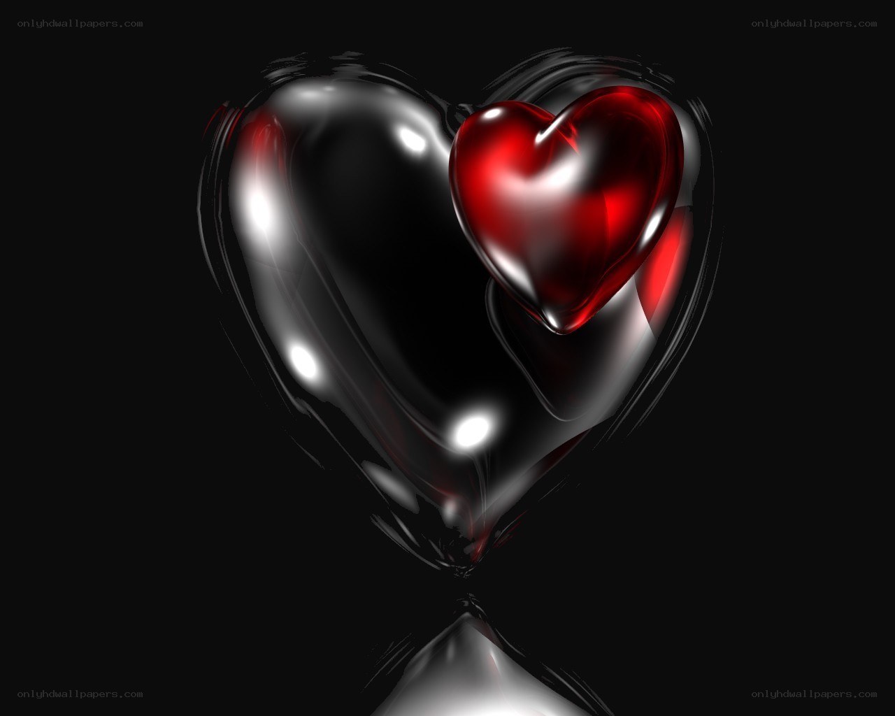 Shiny red and black heart