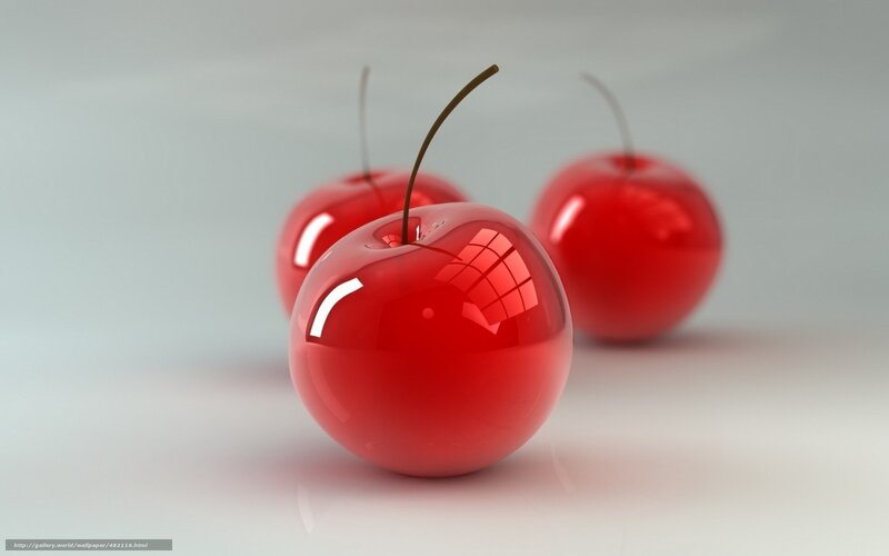 Shiny red cherries on white